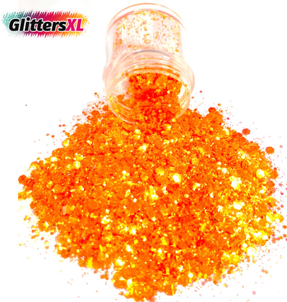 GlittersXL - Chunky Glitters (Oranje) (Volume 8g) [Festival Makeup Gezicht Lichaam - Face Body Glitter - Biologisch afbreekbaar - Versiering Dames Volwassen Kinderen]